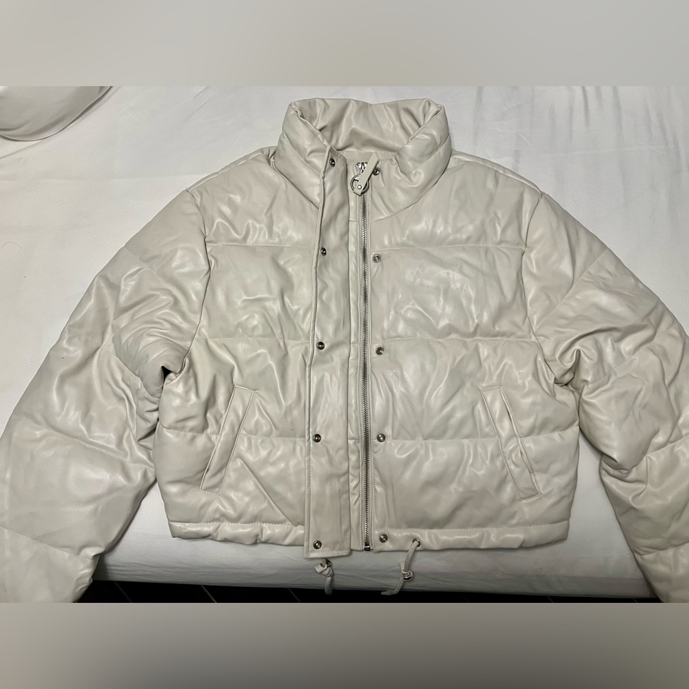 Faux leather bomber jacket